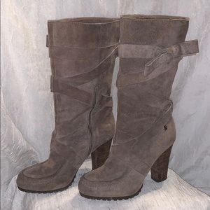 Calvin Klein Jill taupe suede heeled boots